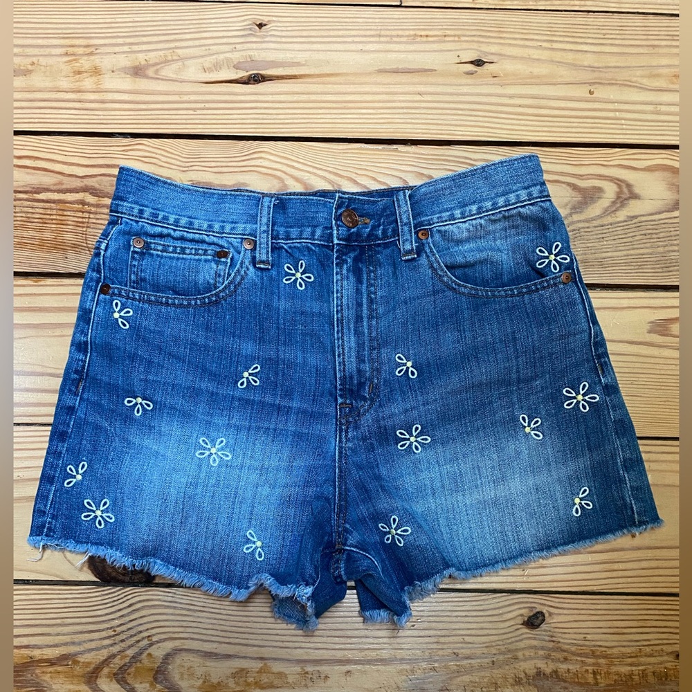 Madewell Perfect Jean Short Daisy Embroidered Edition Sz 28